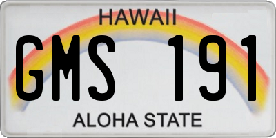 HI license plate GMS191