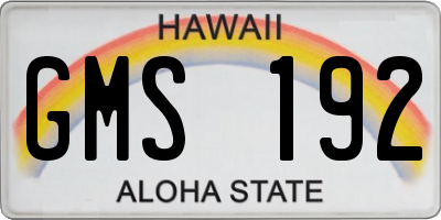 HI license plate GMS192