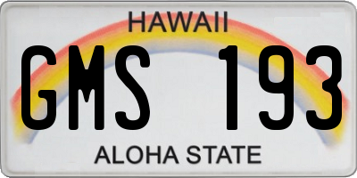 HI license plate GMS193