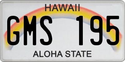 HI license plate GMS195