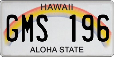 HI license plate GMS196