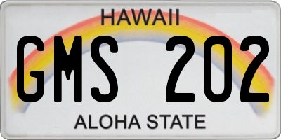 HI license plate GMS202