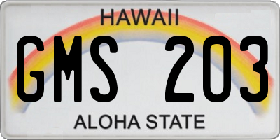HI license plate GMS203