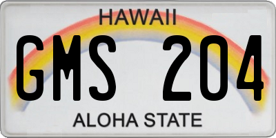 HI license plate GMS204