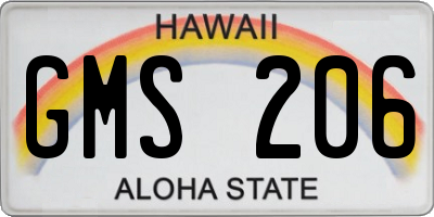 HI license plate GMS206