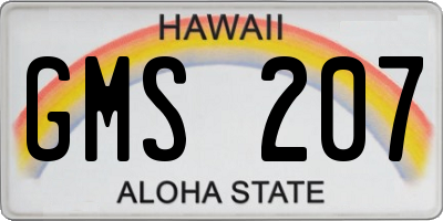 HI license plate GMS207
