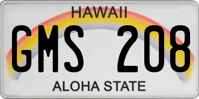 HI license plate GMS208
