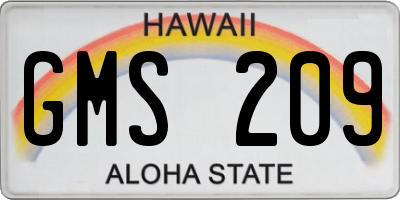 HI license plate GMS209
