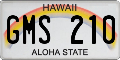 HI license plate GMS210