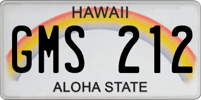 HI license plate GMS212