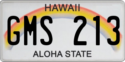 HI license plate GMS213