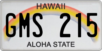 HI license plate GMS215