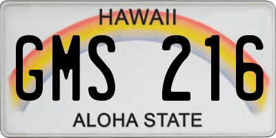 HI license plate GMS216