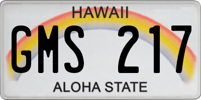 HI license plate GMS217