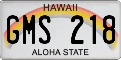 HI license plate GMS218