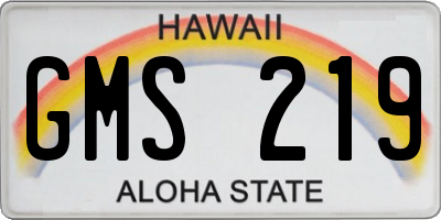HI license plate GMS219