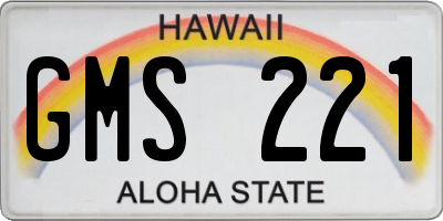 HI license plate GMS221