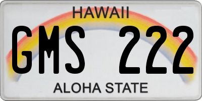HI license plate GMS222