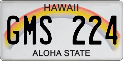 HI license plate GMS224
