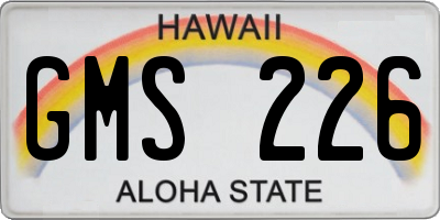 HI license plate GMS226