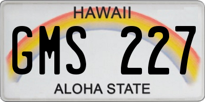 HI license plate GMS227