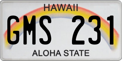 HI license plate GMS231