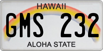 HI license plate GMS232