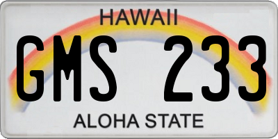 HI license plate GMS233
