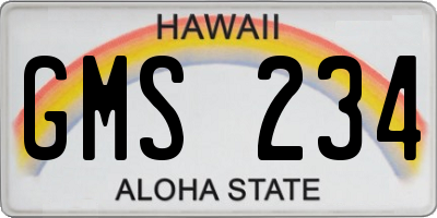 HI license plate GMS234