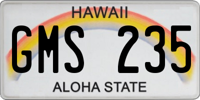 HI license plate GMS235