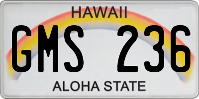 HI license plate GMS236