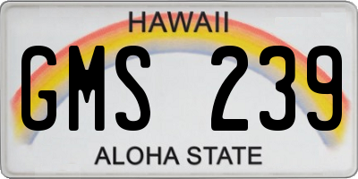 HI license plate GMS239