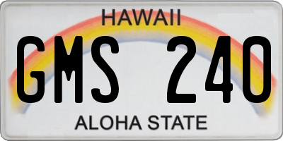 HI license plate GMS240