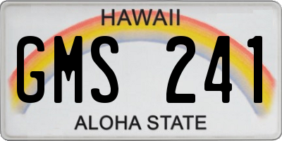 HI license plate GMS241