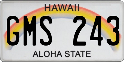 HI license plate GMS243
