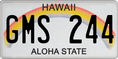 HI license plate GMS244