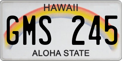 HI license plate GMS245