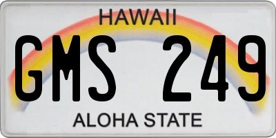 HI license plate GMS249