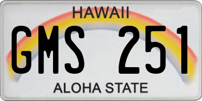 HI license plate GMS251