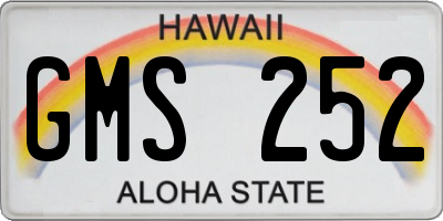 HI license plate GMS252