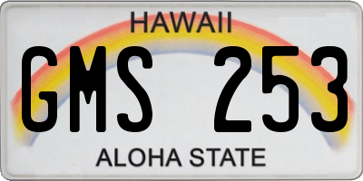 HI license plate GMS253
