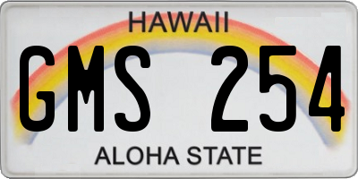 HI license plate GMS254