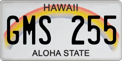 HI license plate GMS255