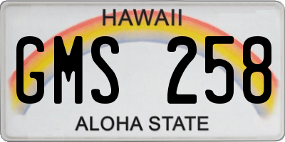 HI license plate GMS258