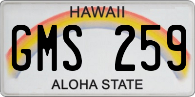 HI license plate GMS259