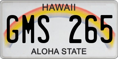 HI license plate GMS265