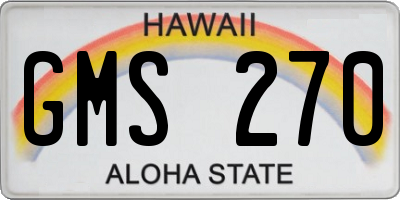 HI license plate GMS270