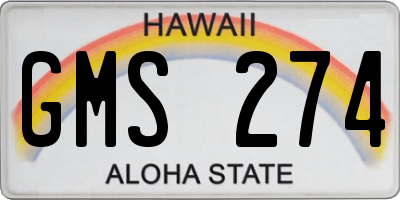 HI license plate GMS274