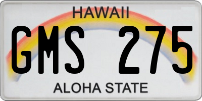HI license plate GMS275