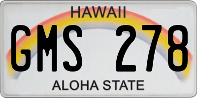 HI license plate GMS278